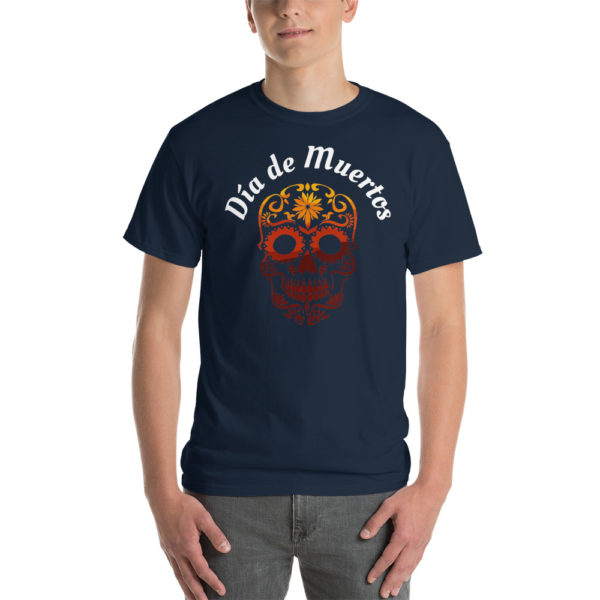 mens-classic-t-shirt-navy-front-6058cd47b13c2.jpg Kurzärmeliges T-Shirt Tag der Toten – Bild 3