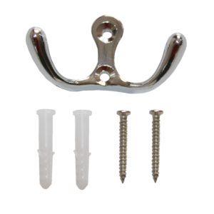 Kleiderhaken Schraubhaken doppelt Metall silber (0212)