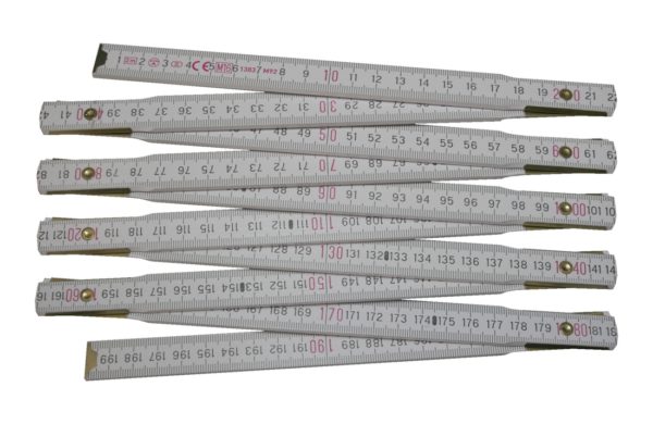 Gliedermaßstab 2 Meter Zollstock Buchenholz Meterstab weiß (0234)