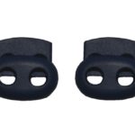 Kordelstopper Kordelklemme oval 2 Loch schwarz 2 Stück (0126)