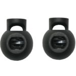 Kordelstopper Kordelklemme rund 1 Loch schwarz 2 Stück (0135)