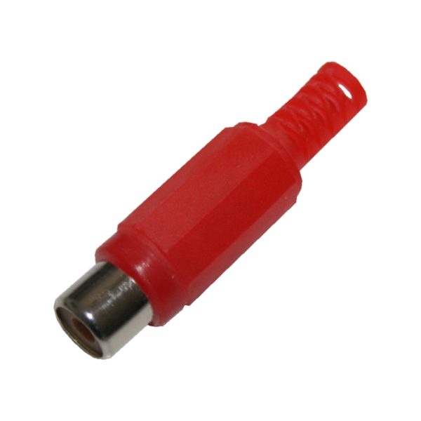 cinchstecker-cinchkupplung-weiblich-rot-lotanschluss-mit-knickschutz-0252 Cinchstecker Cinchkupplung weiblich rot Lötanschluss mit Knickschutz (0252)