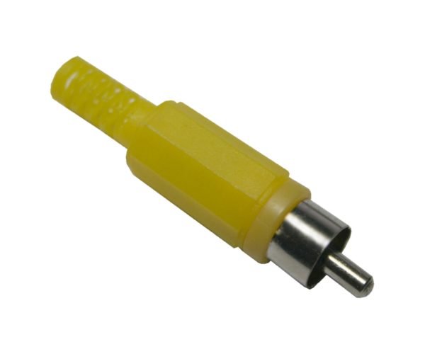 cinchstecker-kunststoff-gelb-lotanschluss-mit-knickschutz-0324 Cinchstecker Kunststoff gelb Lötanschluss mit Knickschutz (0324)
