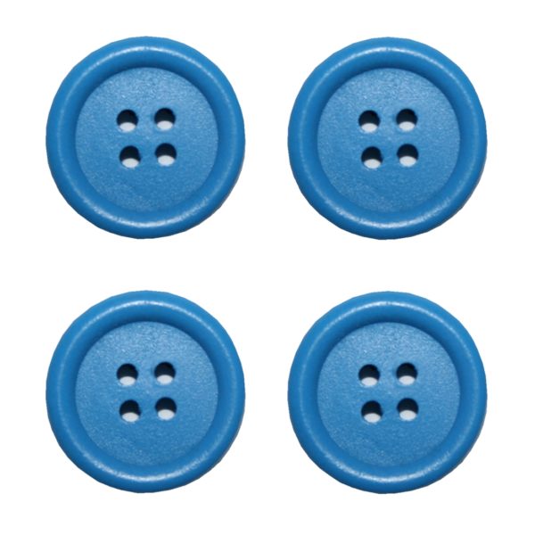 Knopf Holzknopf 20mm 4 loch blau 4 Stück (0056)