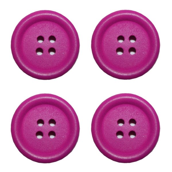 Knopf Holzknopf 25mm 4 loch pink 4 Stück (0096)