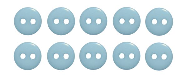 Knopf Knöpfe 9mm 2 loch hellblau 10 Stück (0171)
