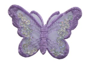 Aufnäher Bügelbild Aufbügler Schmetterling 45x70mm lila (1109)