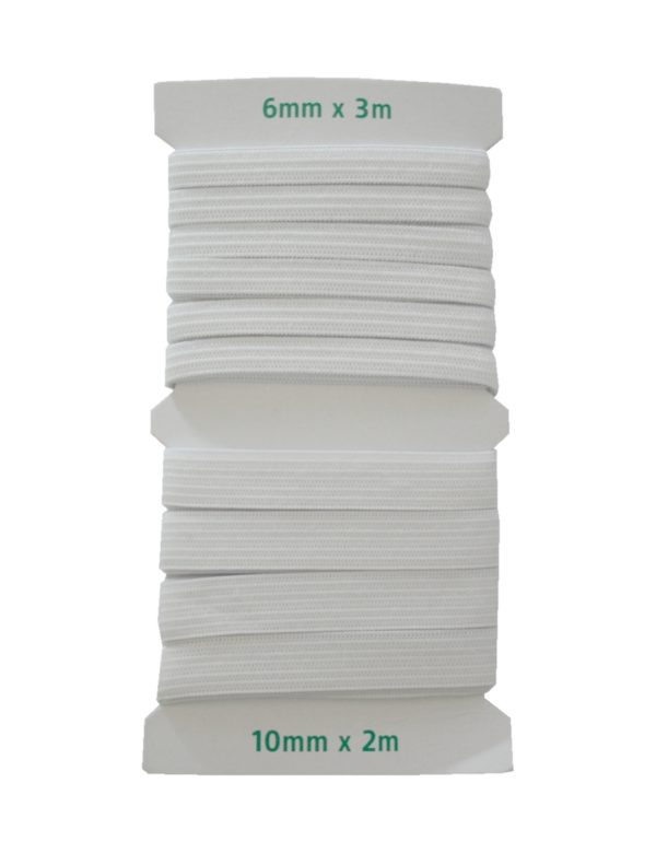 Gummilitze Gummiband 6mm x 3m und 10mm x 2m weiß (0005)