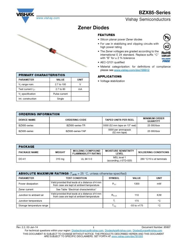 Z-Diode Zenerdiode Diode 3,3V BZX85C 1,3W 2 Stück (0003)