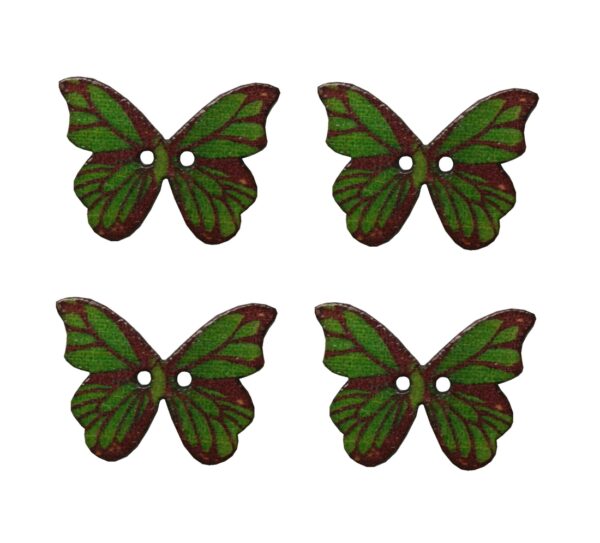 Knopf Holzknopf Schmetterling 28mm 2 loch Holz 4 Stück (0099)