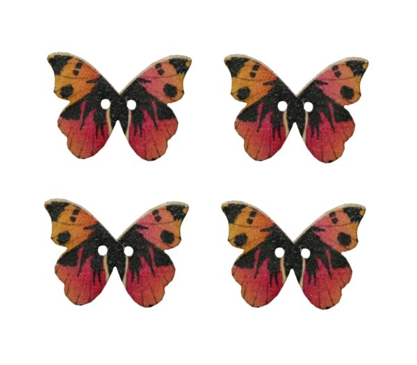 Knopf Holzknopf Schmetterling 28mm 2 loch Holz 4 Stück (0103)