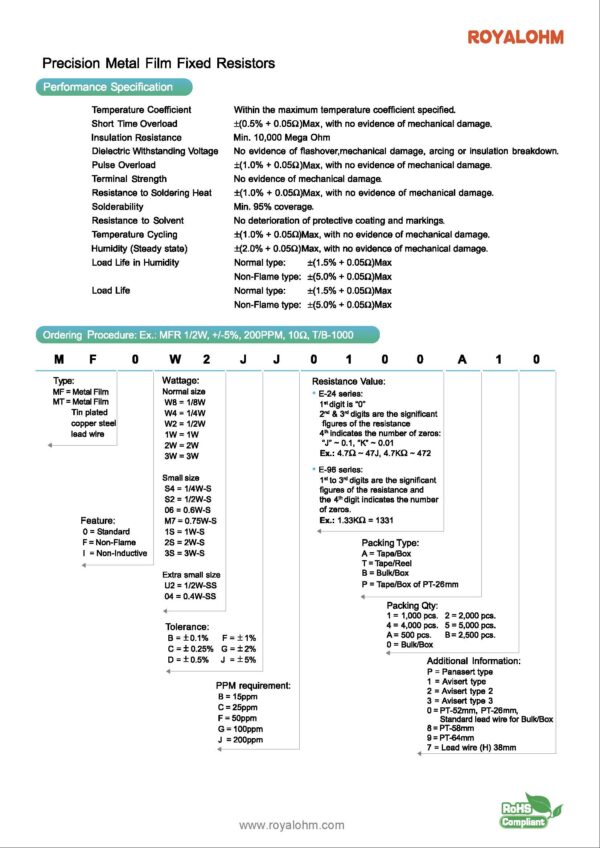 Metallfilm Widerstand Resistor 1,8 MOhm 0,6 W 1% 5 Stück (7006)