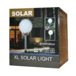 LED Solar Gartenlampe XL rund 19x50cm weiß silber (0220)