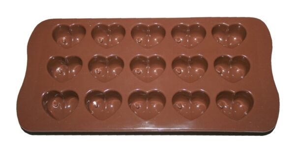 silikonform-15-herzen-backform-schokoladenform-braun-0223 Silikonform 15 Herzen Backform Schokoladenform braun (0223)
