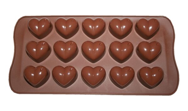 Silikonform 15 Herzen Backform Schokoladenform braun (0223)
