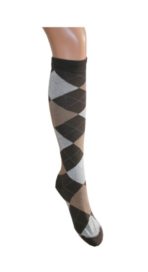 Kniestrümpfe Damen braun kariert Gr.39/42 2 Paar (0066)