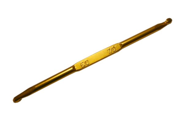 Häkelnadel Doppelhäkelnadel Aluminium ca. 13 cm Größe 6-7 gold (1019)