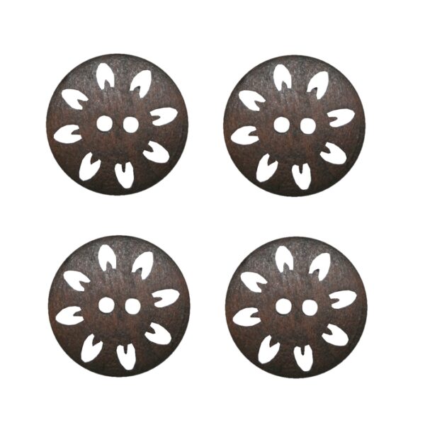 Knopf Holzknopf Knöpfe 25mm 2 loch braun 4 Stück (0168)