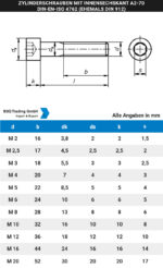 Zylinderschrauben mit Innensechskant M10,0x75mm DIN EN ISO 4762 10 Stück (1097)