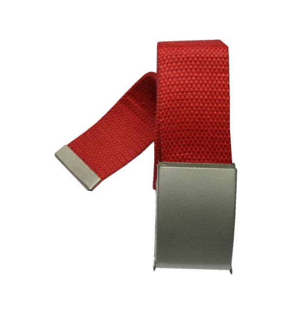 Gürtel mit Metallschnalle Stoffgürtel Unisex Klemmschnalle 110cm rot (0039)