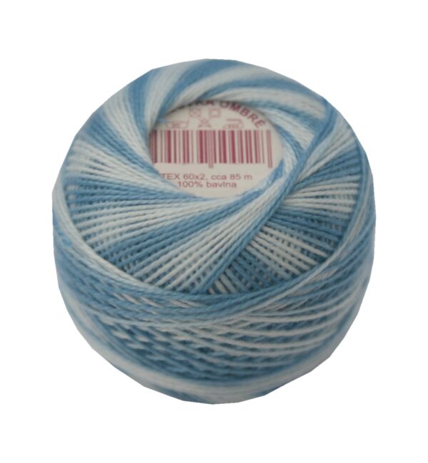 PERLOVKA Kreuzstichgarn Baumwolle Perlgarn 85m hellblau ombre (5615)