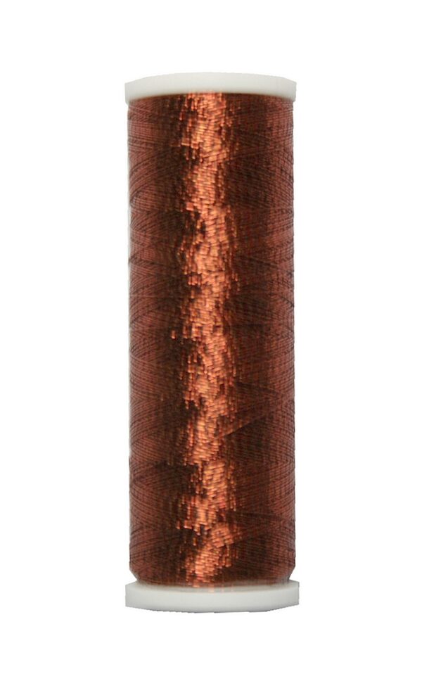 Metallic Stickgarn REXETA Beilauffaden 60m rot braun (1015)
