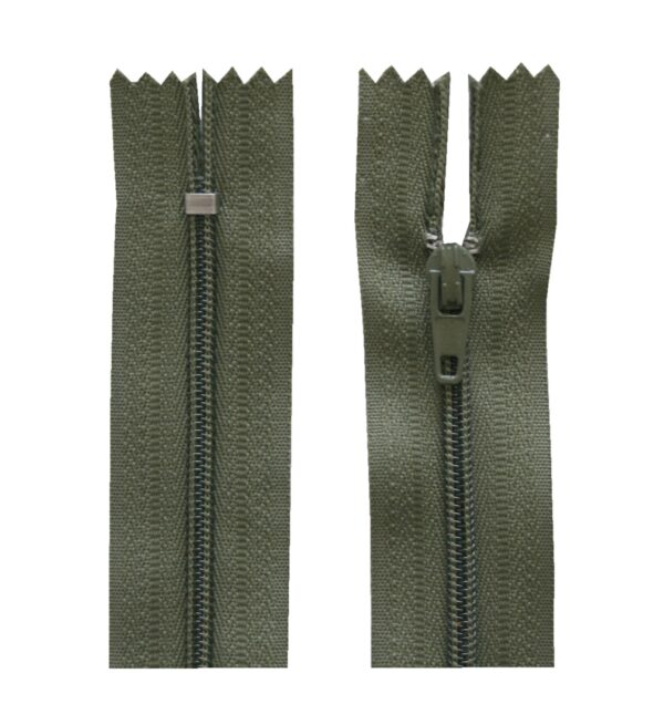 Reißverschluss 30 cm spiralförmig nicht trennbar oliv (3050)
