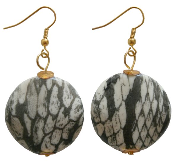 Ohrring Ohrhänger Dalmatin hängend schwarz schlangenhautoptik (0040)