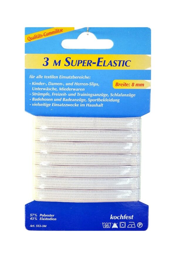 gummilitze-gummiband-super-elastic-3m-8mm-weisz-1006 Gummilitze Gummiband Super-Elastic 3m 8mm weiß (1006)