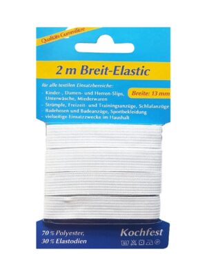 Gummilitze Gummiband Breit-Elastic 2m 13mm weiß (1007)