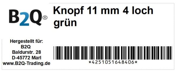 Knopf Knöpfe 11mm 4 loch hellgrün 10 Stück (0188)