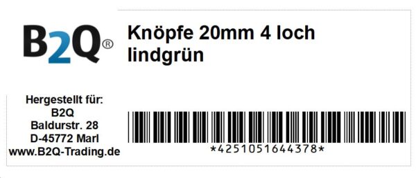 Knopf Knöpfe 20mm 4 loch lindgrün 4 Stück (0235)