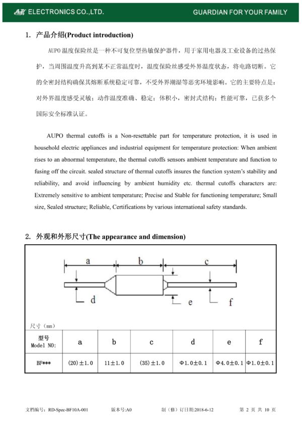 Thermosicherung Temperatursicherung Sicherung 84°C 10A 250V (0200)