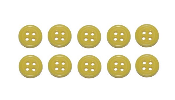 Premium Knopf Knöpfe 10mm 4 loch Golden Kiwi Gelb 10 Stück (0303)