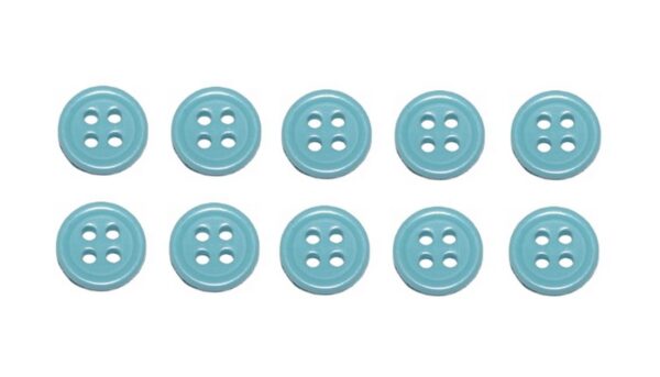 Premium Knopf Knöpfe 10mm 4 loch Bachlor Button Türkis 10 Stück (0308)
